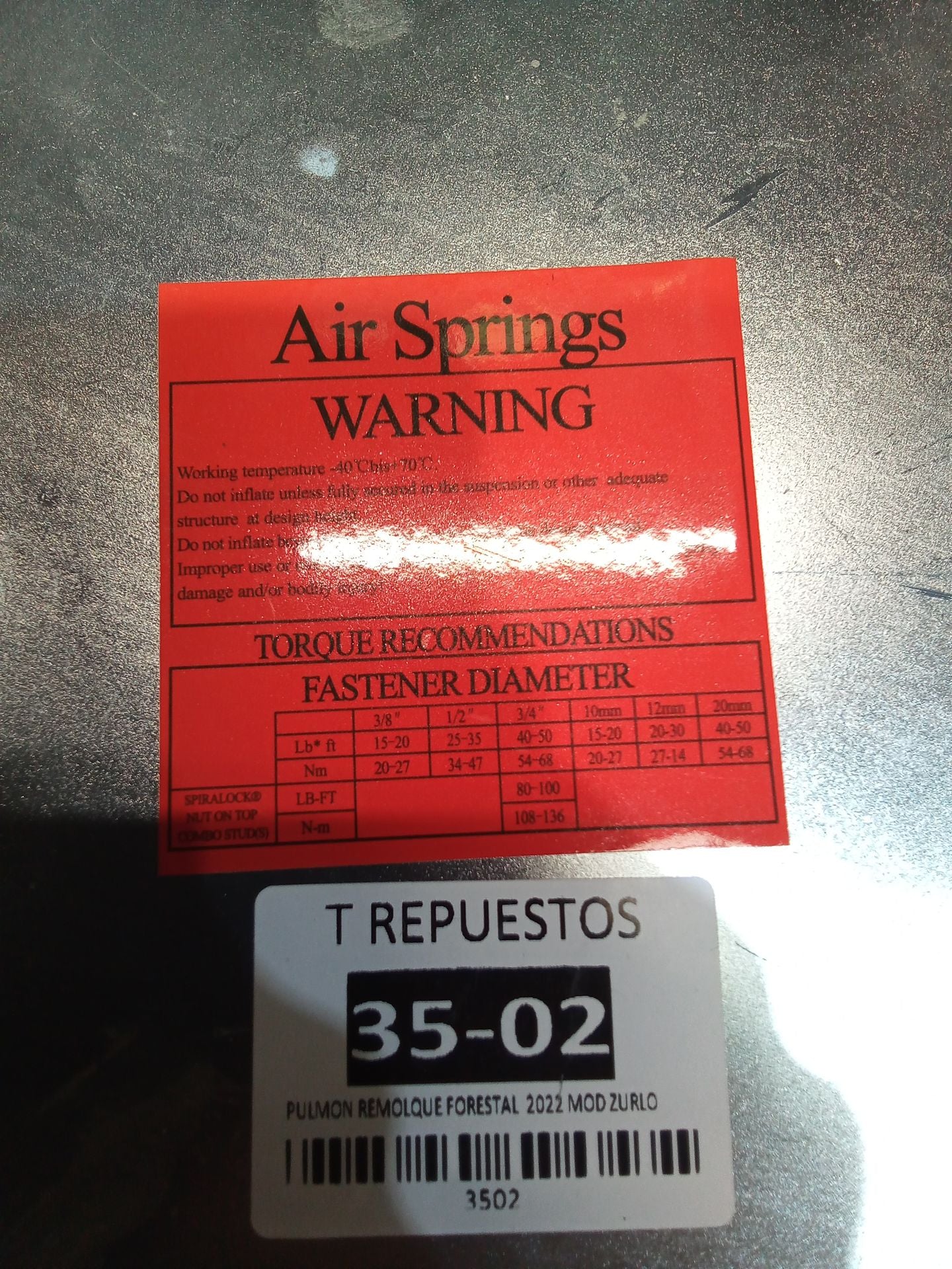 PULMON REMOLQUE FORESTAL 2022 MOD ZRL - Repuestos SUSPENSIONES