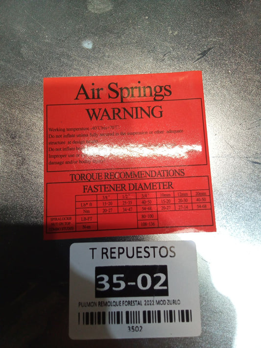 PULMON REMOLQUE FORESTAL 2022 MOD ZRL - Repuestos SUSPENSIONES